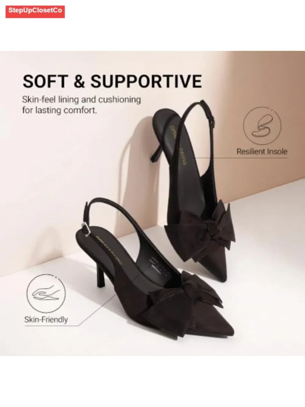 Slingback Pump Heels with Bow - 3 Inch Stiletto Dress Shoes